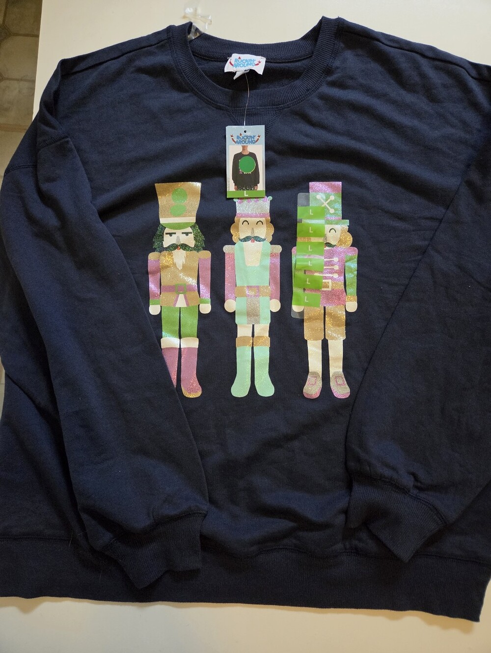 NWT Rockin’ Around Nutcracker Christmas Sweatshirt L Glitter Graphic